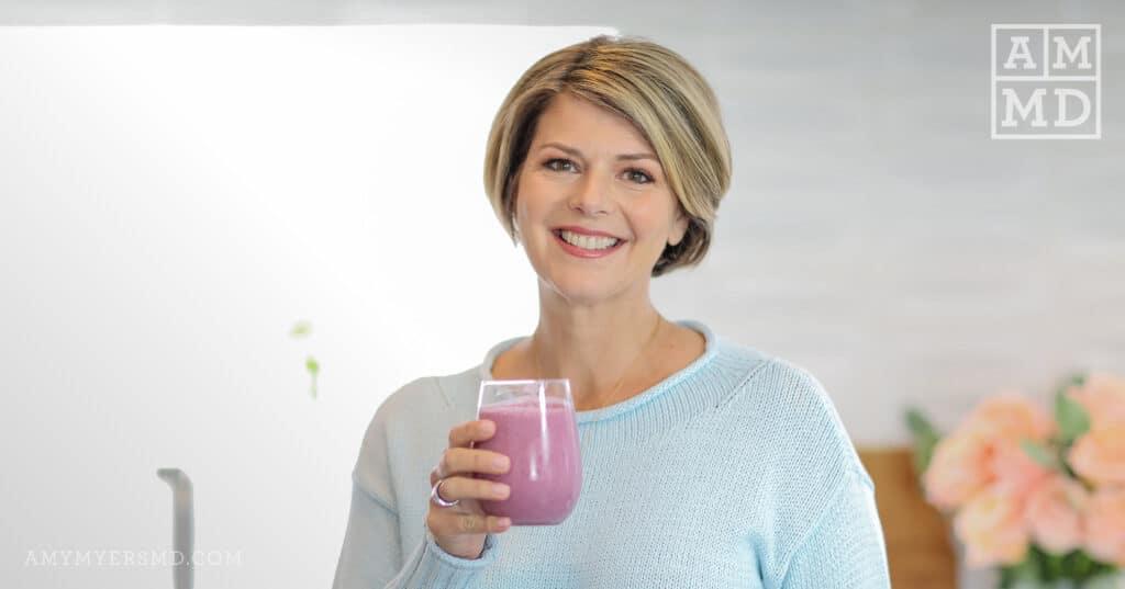 Dr. Myers Holding a Smoothie - The Four Pillars of The Myers Way® - Amy Myers MD