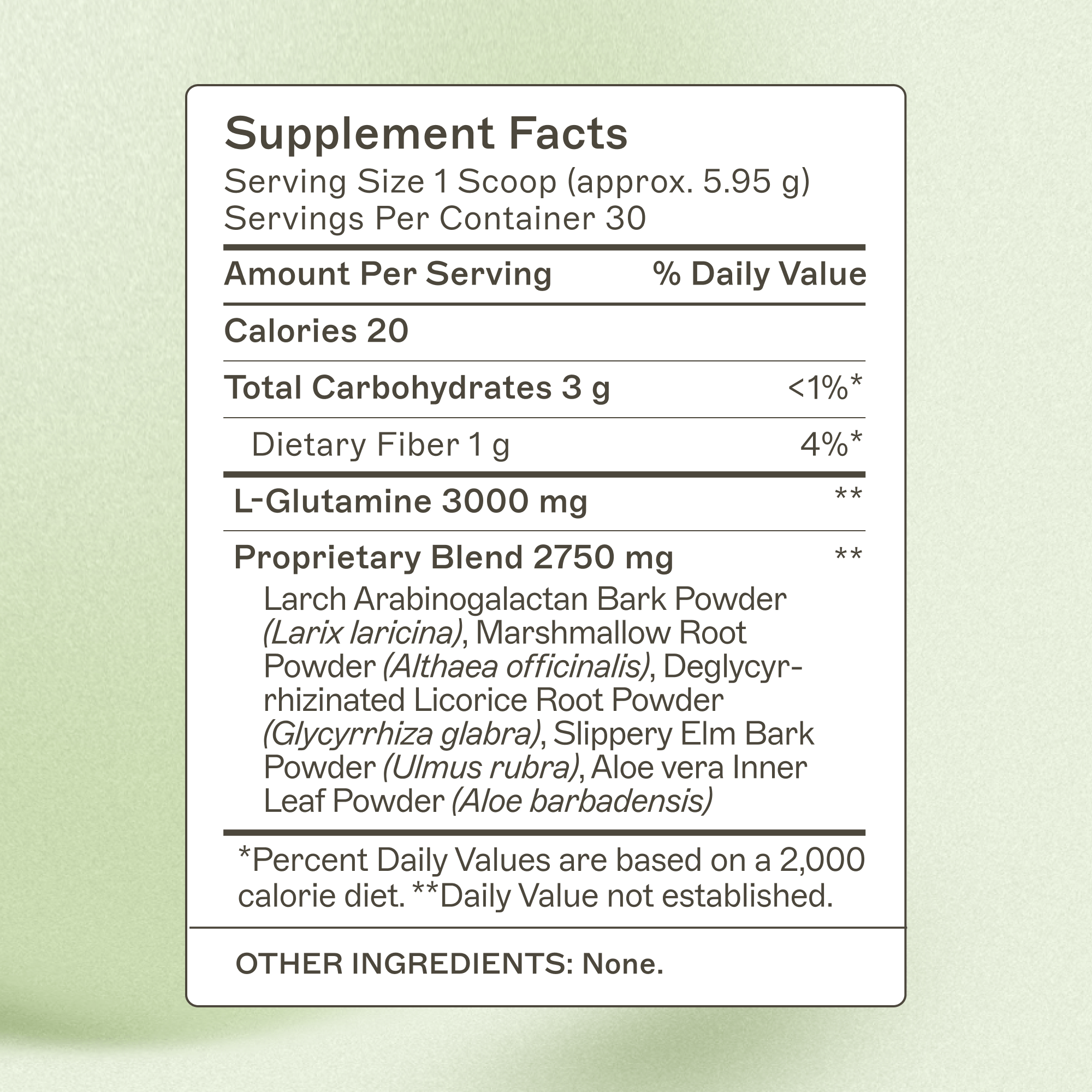 Leaky gut Revive® Supplement Facts Panel