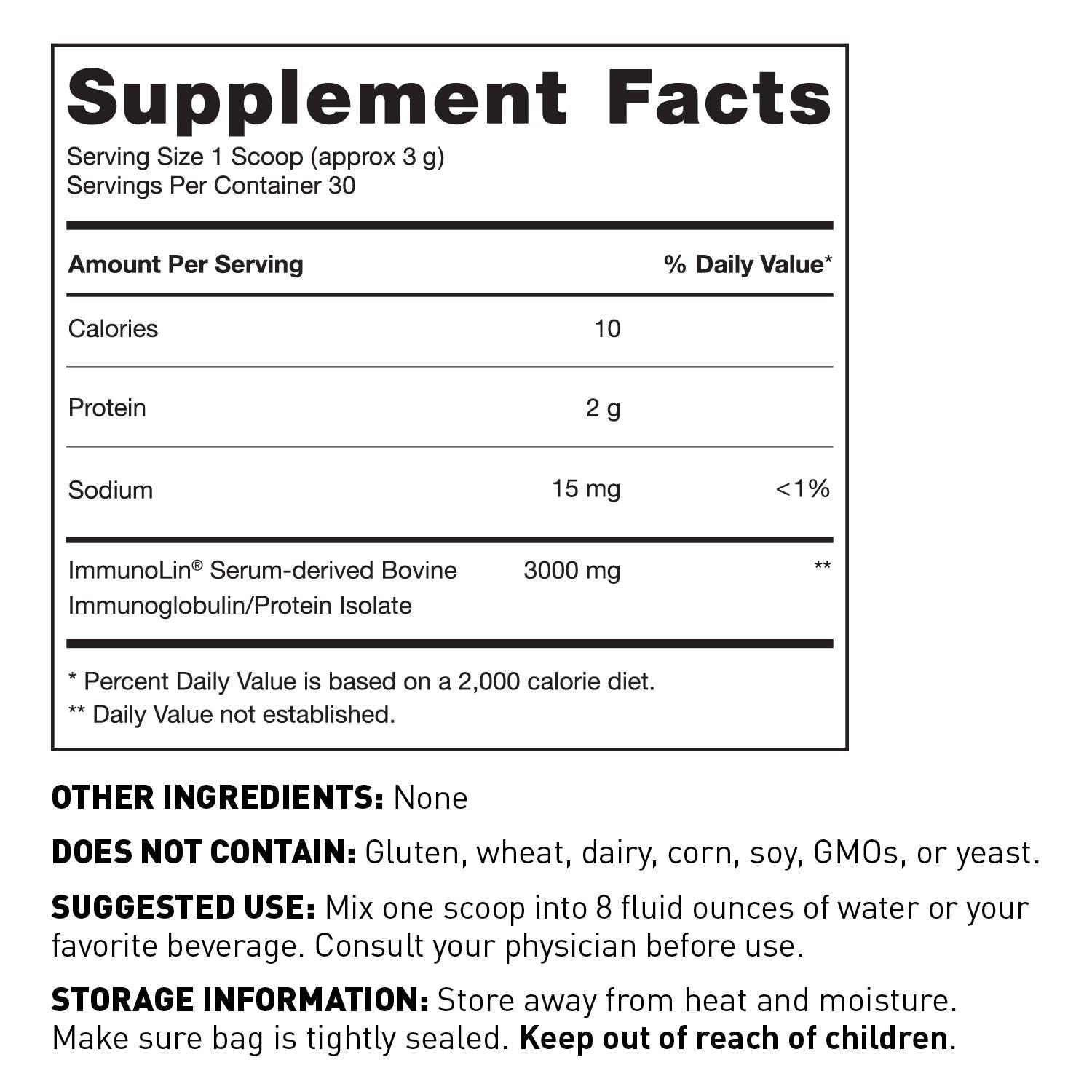 Gut ImmunIG supplement facts