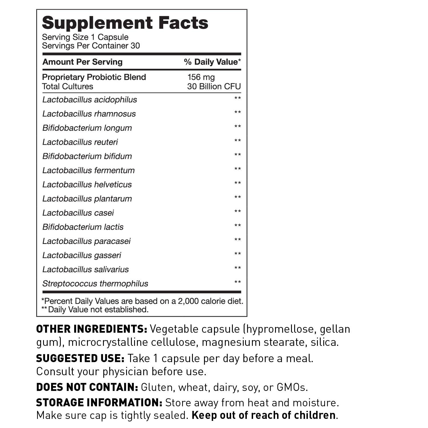 Probiotic 30 billion - Supplement Facts - Amy Myers MD®