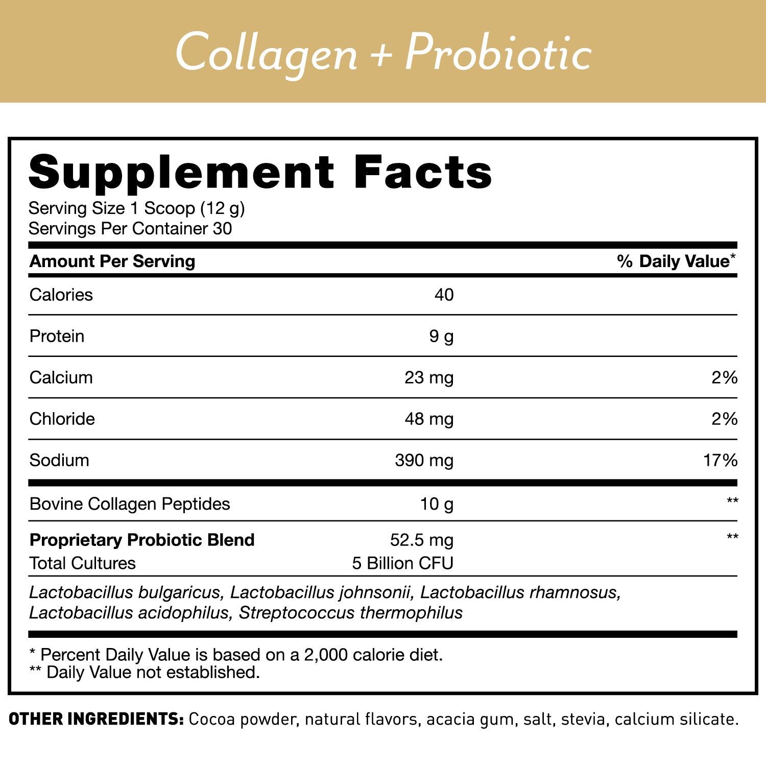 Collagen + Probiotic Supplement Facts Panel - Amy Myers MD®
