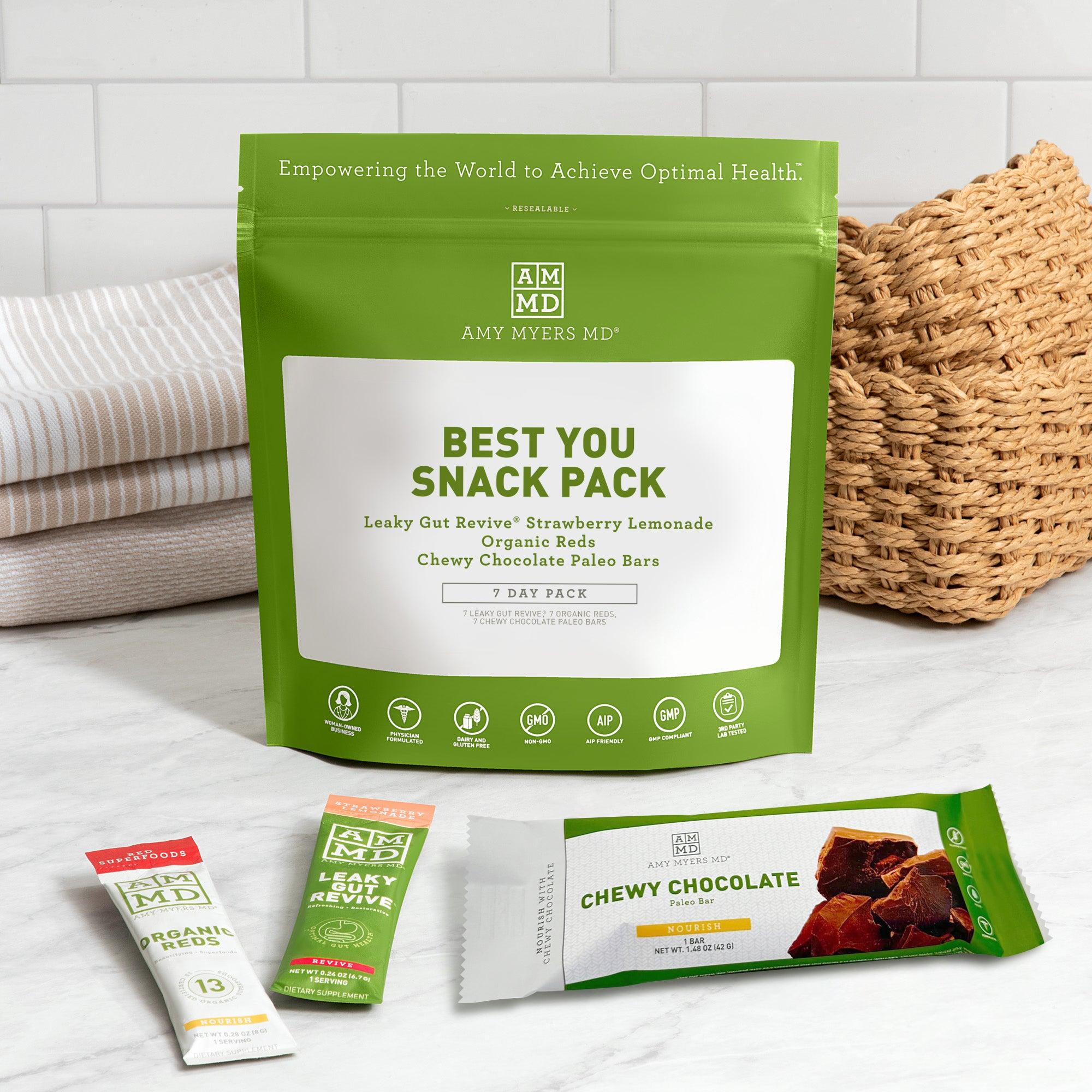 Best You 7 Day Snack Pack - Organic Reds, Leaky Gut Revive, Chewy Chocolate Paleo Bar - Amy Myers MD®