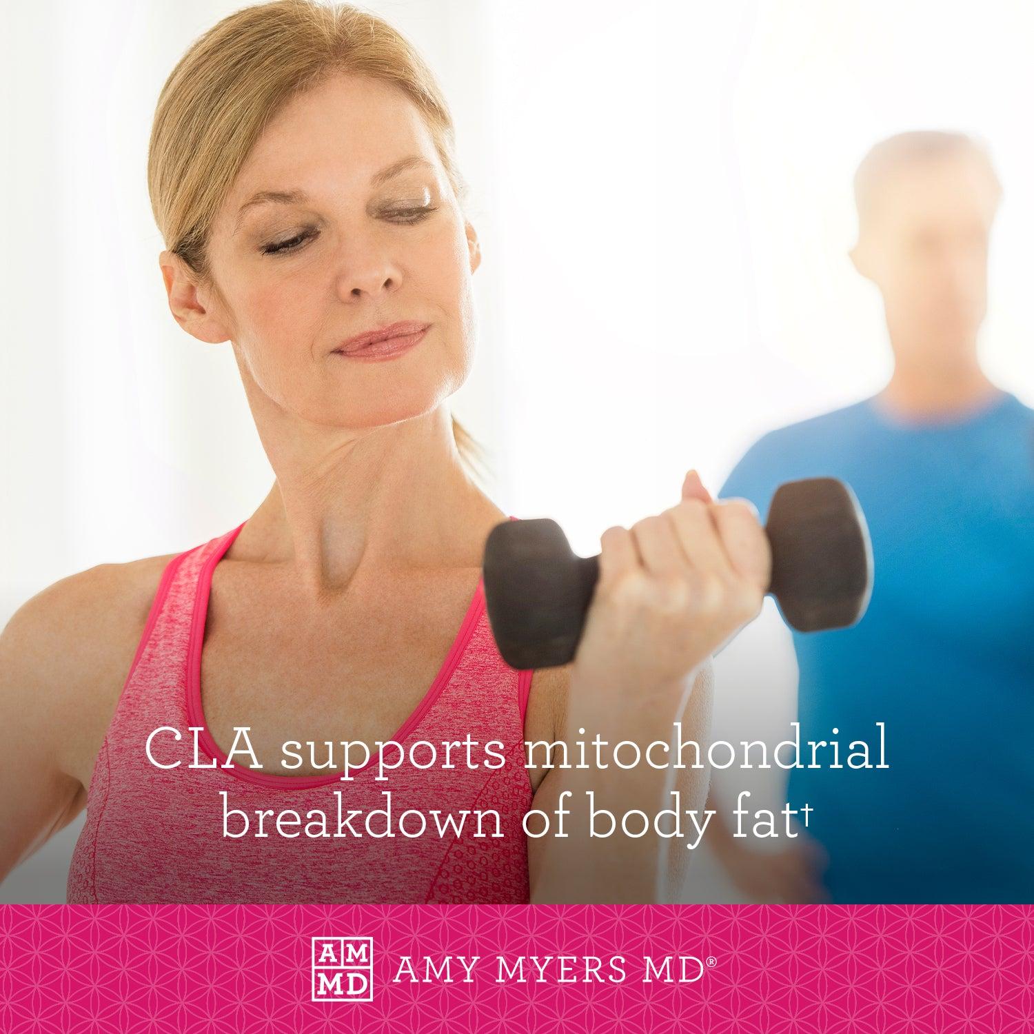 Woman working out - CLA supports mytochondrial breakdown of body fat - Amy Myers MD®