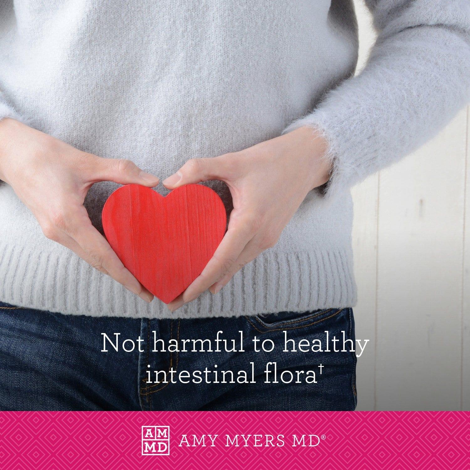 Woman holding heart - not harmful to healthy intestinal flora - Amy Myers MD®