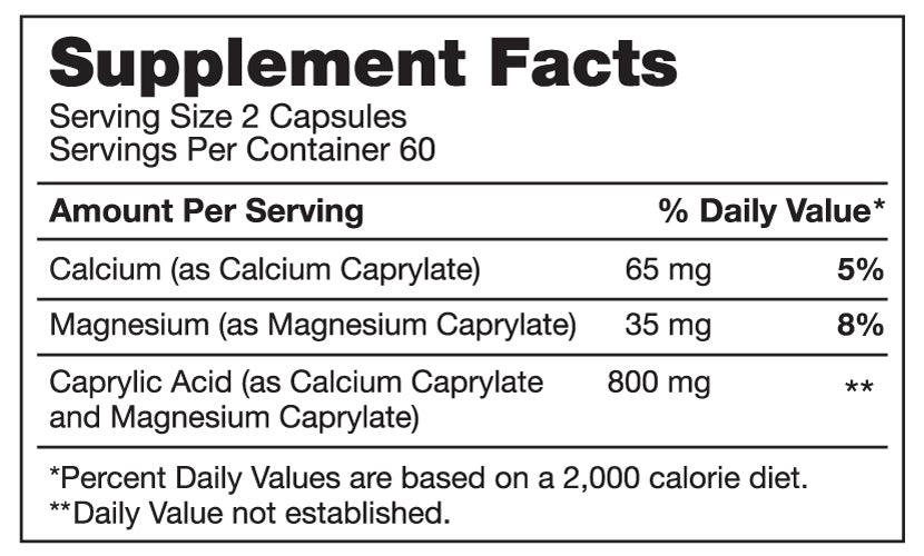 Caprylic Acid supplement facts panel
