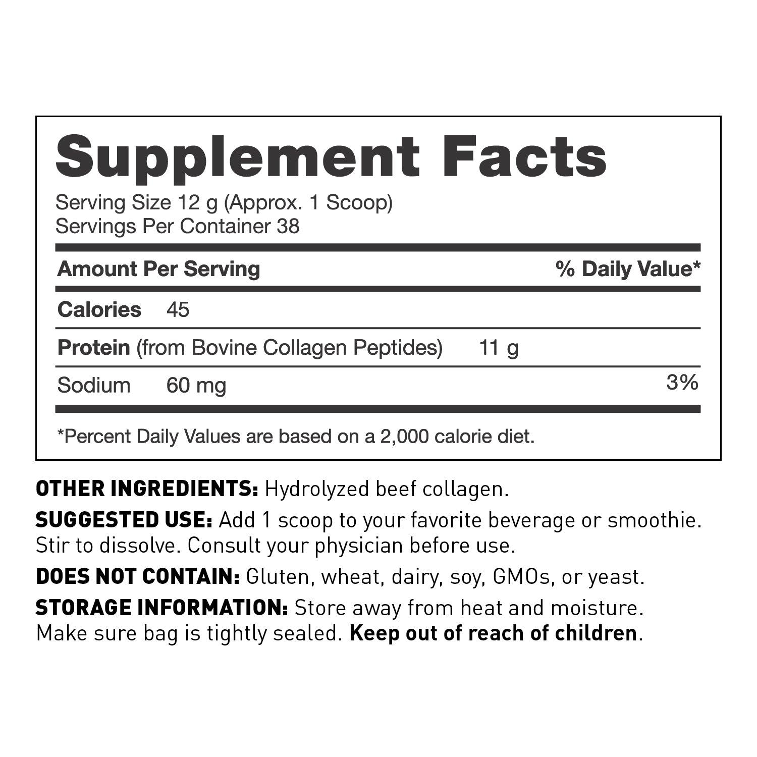 Collagen protein powder for women and men - supplement facts - Amy Myers MD®