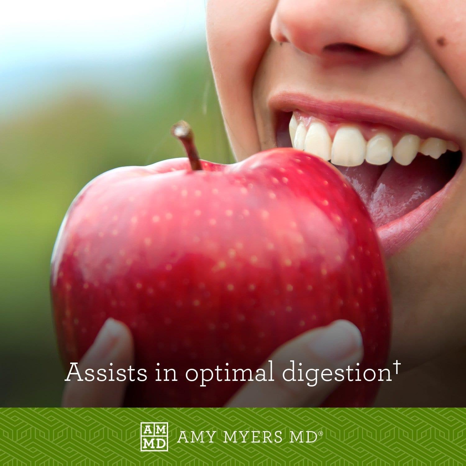 Girl eating apple - Betaine Hydrochloride (HCL) assists in optimal digestion - Amy Myers MD®