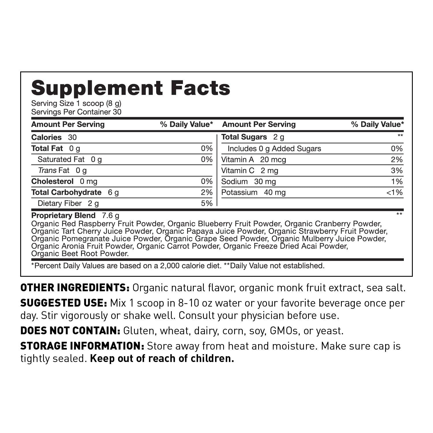 Organic Reds Superfood Powder - Supplement Facts & Ingredients - Amy Myers MD®