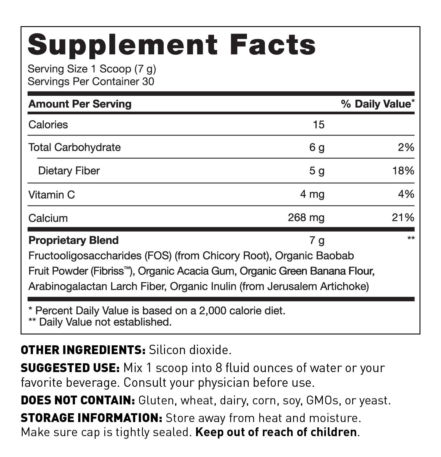 Prebiotic Fiber Complete™ - Supplement facts - Amy Myers MD®