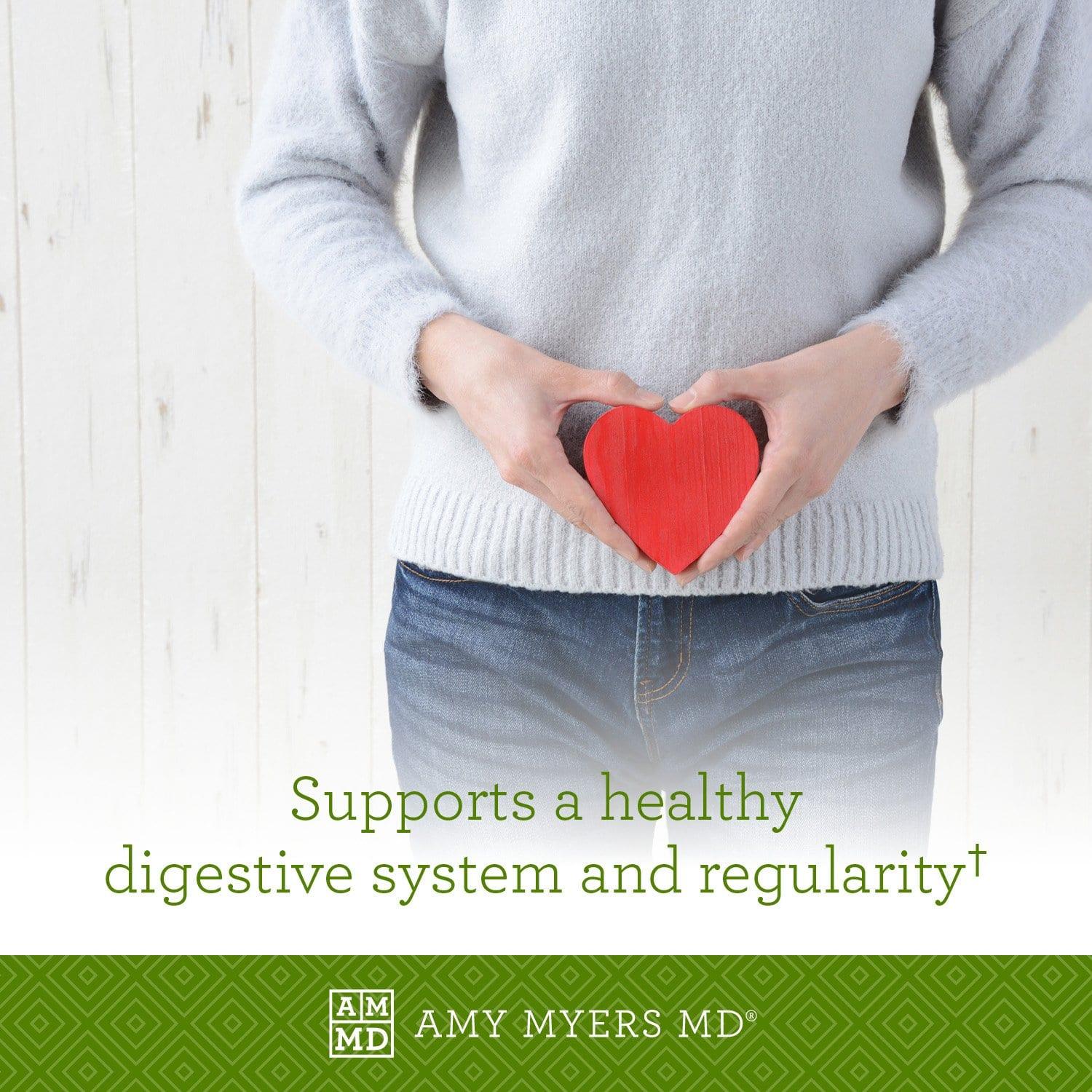 Woman holding a heart - Primal Earth™ Probiotic supports a healthy digestive system and reglarity - Amy Myers MD®