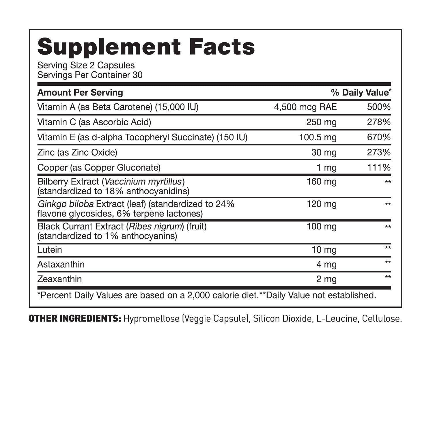 A Bottle of Visiguard™ Vision Support Supplement facts - Amy Myers MD®
