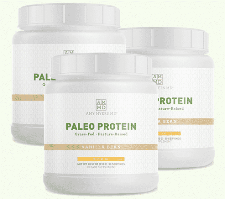 Three bottles of The Myers Way® Paleo Protein