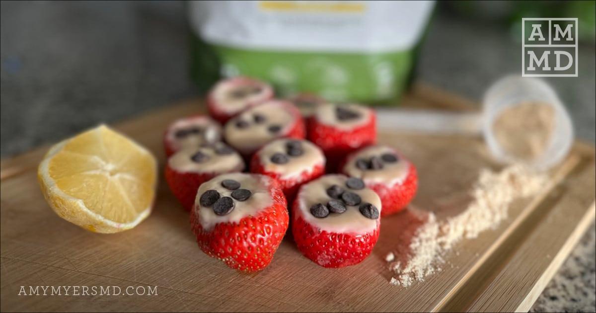 Strawberry cannolis on a cutting board - Cannoli-Filled Strawberries - Recipe - Amy Myers MD