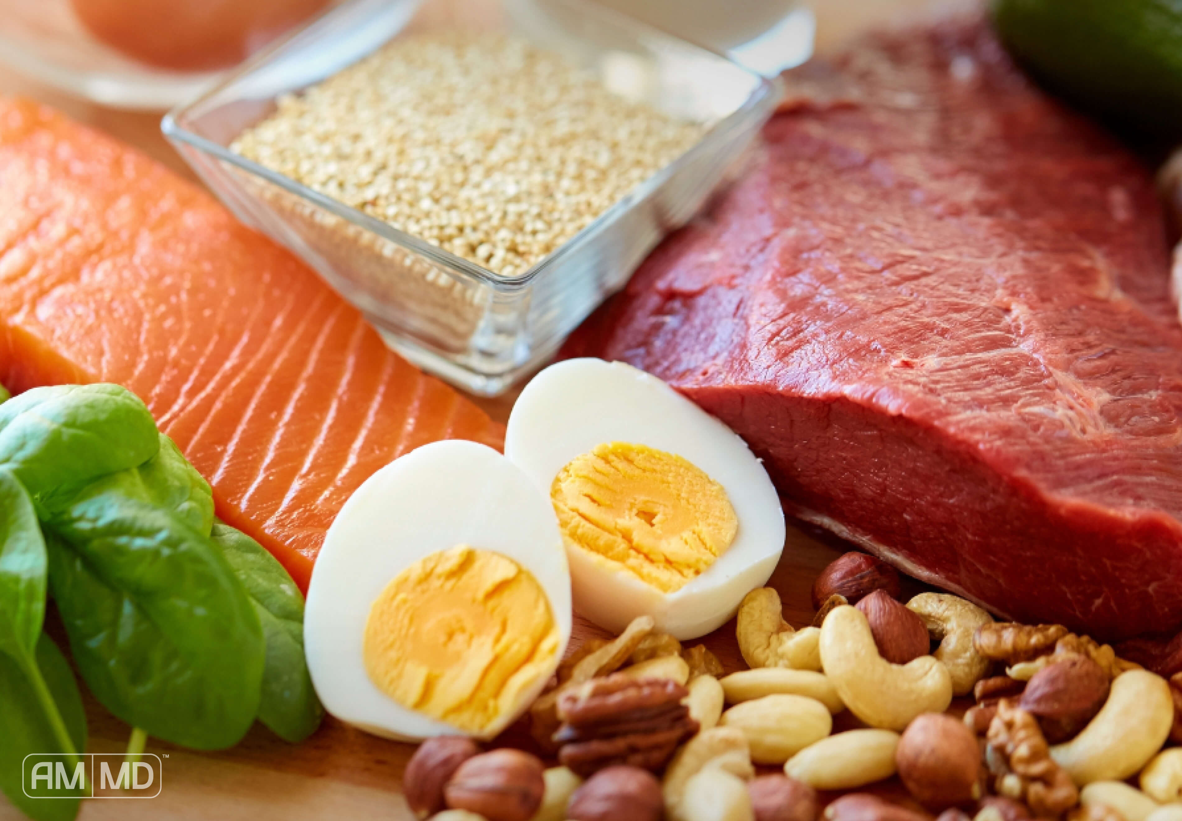 Protein rich foods, eggs, salmon, meat. Article: Sources of High Protein