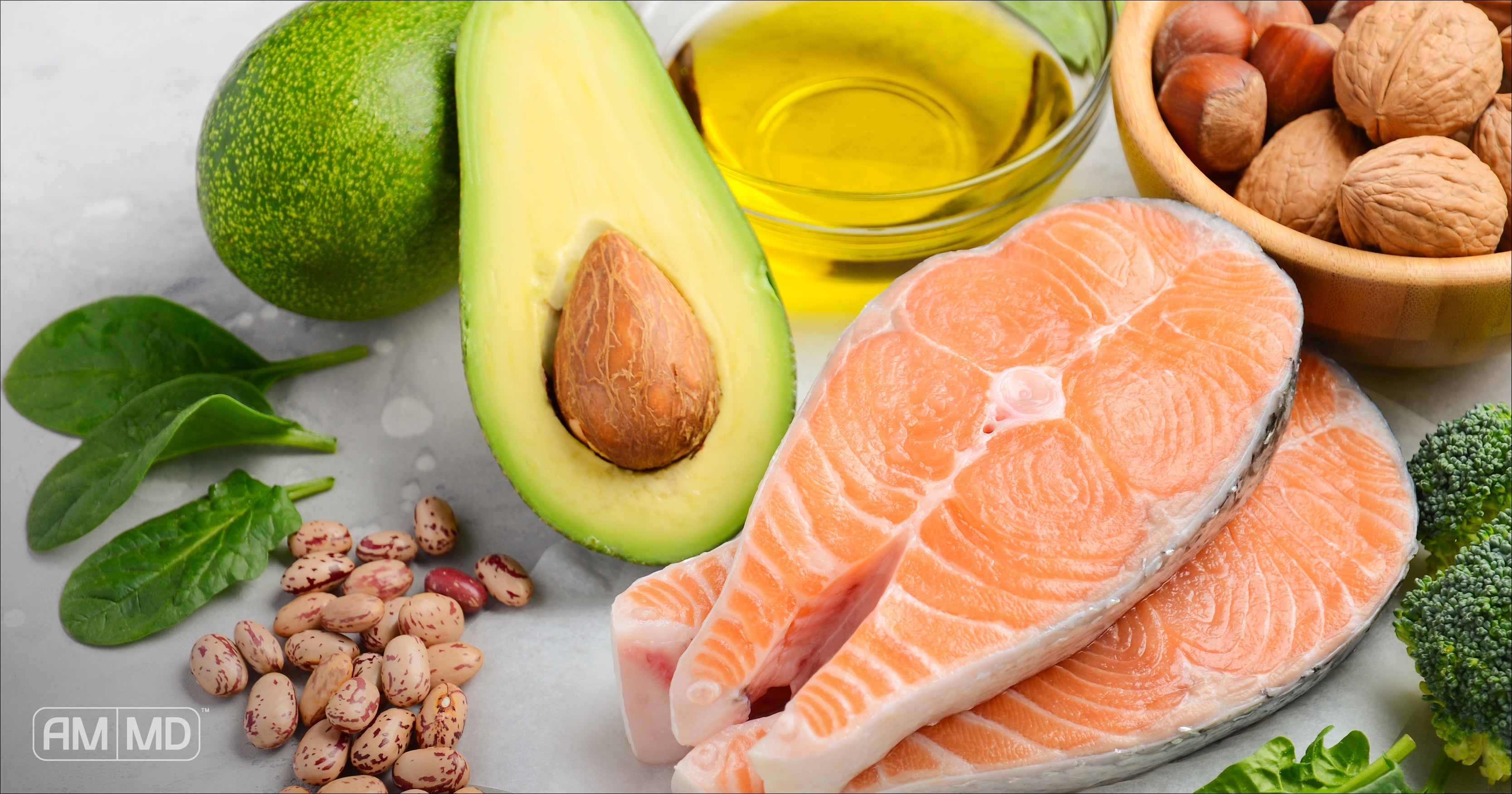 Avocado, olive oil, salmon, nuts - Healthy Fats Aren’t Making You Fat - AMMD™