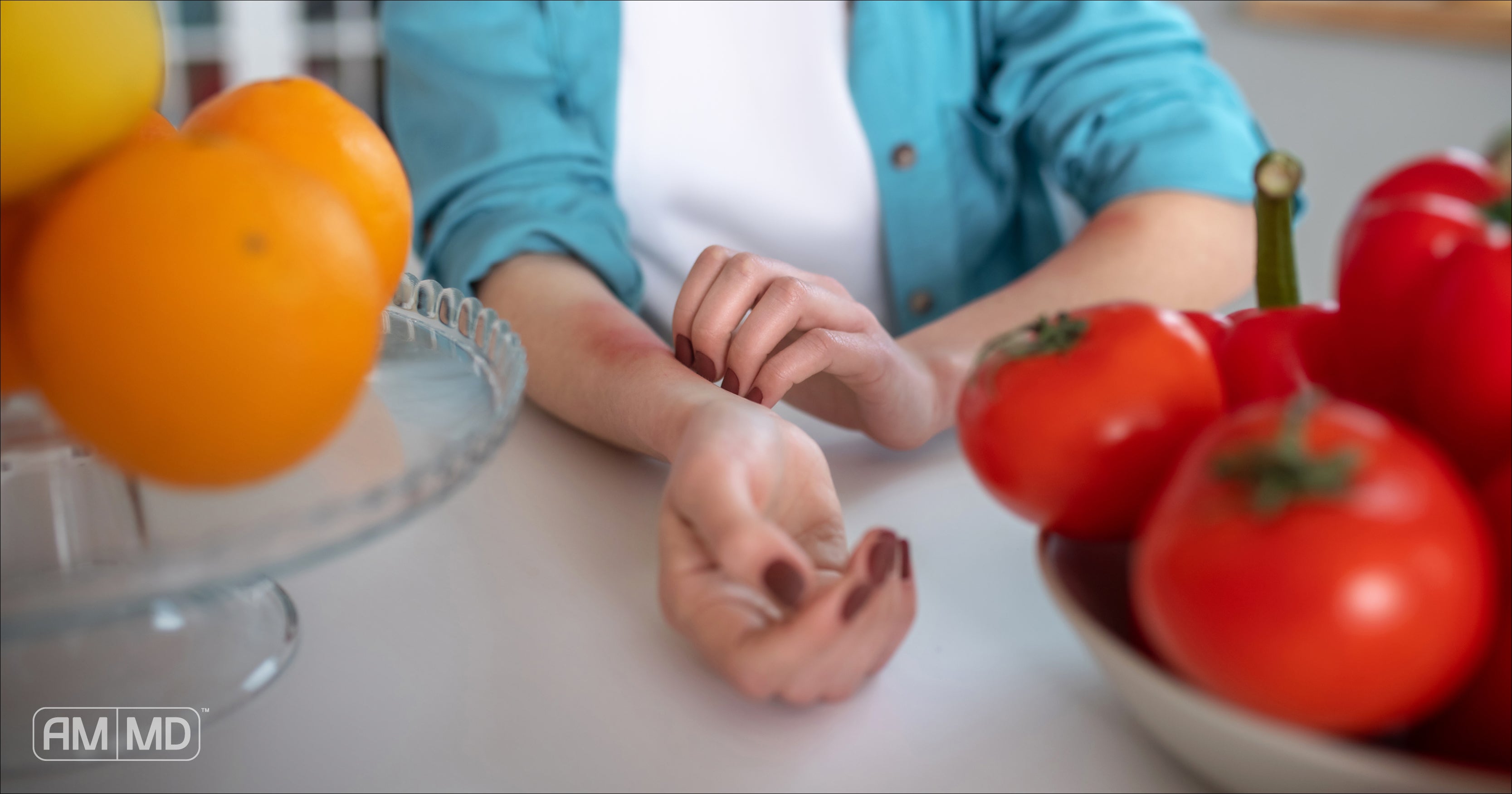 Woman itching forearm - What is a Food Sensitivity? - AMMD™