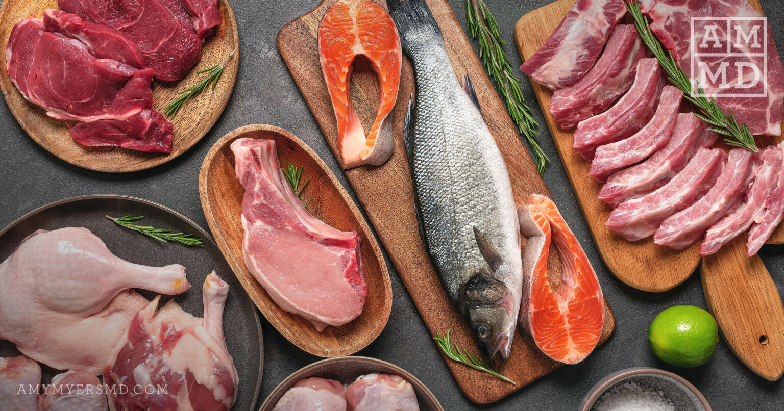 Beef, pork, chicken, and salmon - Why Animal-Based Protein is Better than Plant-Based - Amy Myers MD®