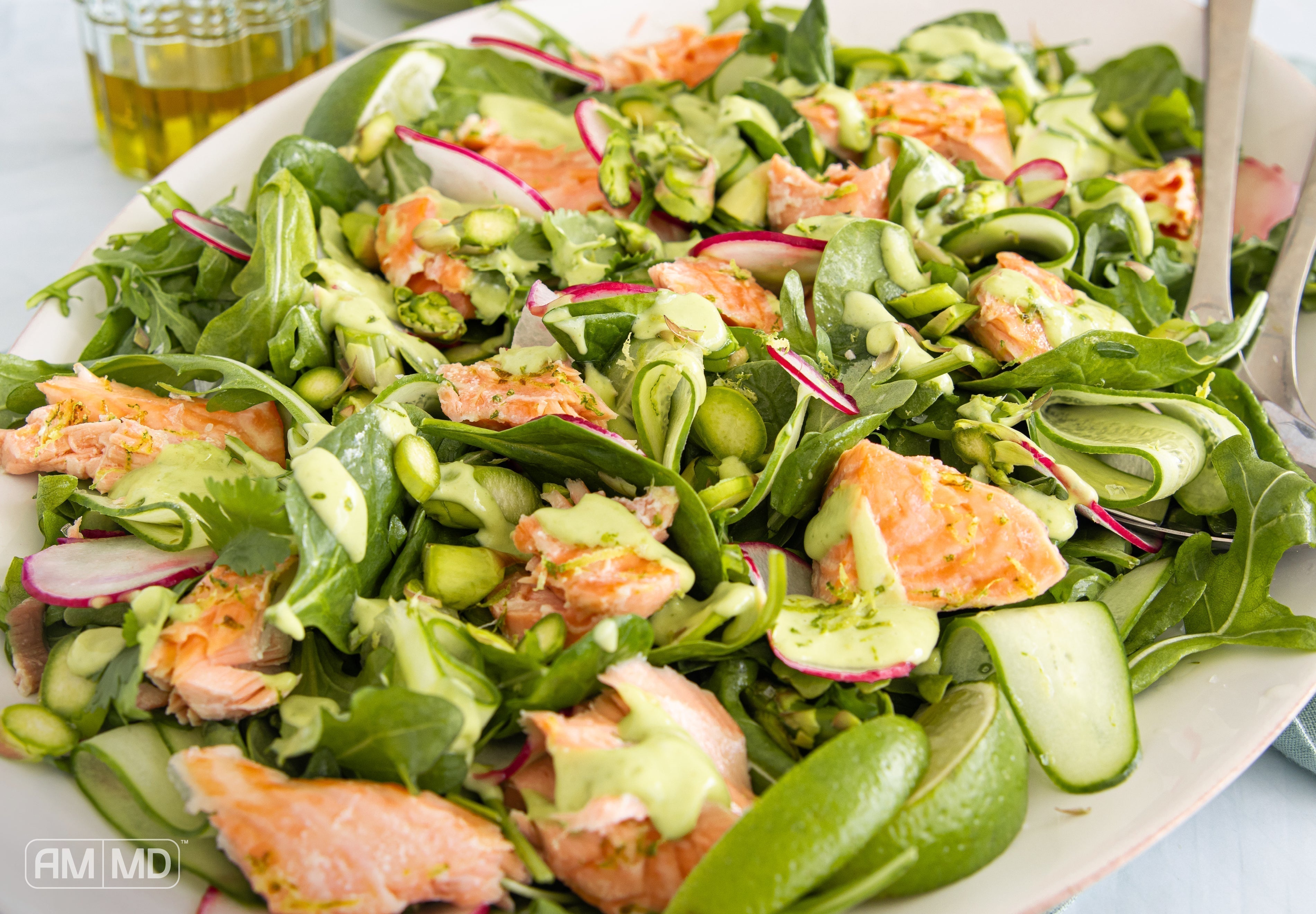 Baked Salmon Salad with Cilantro Lime Dressing - AMMD™