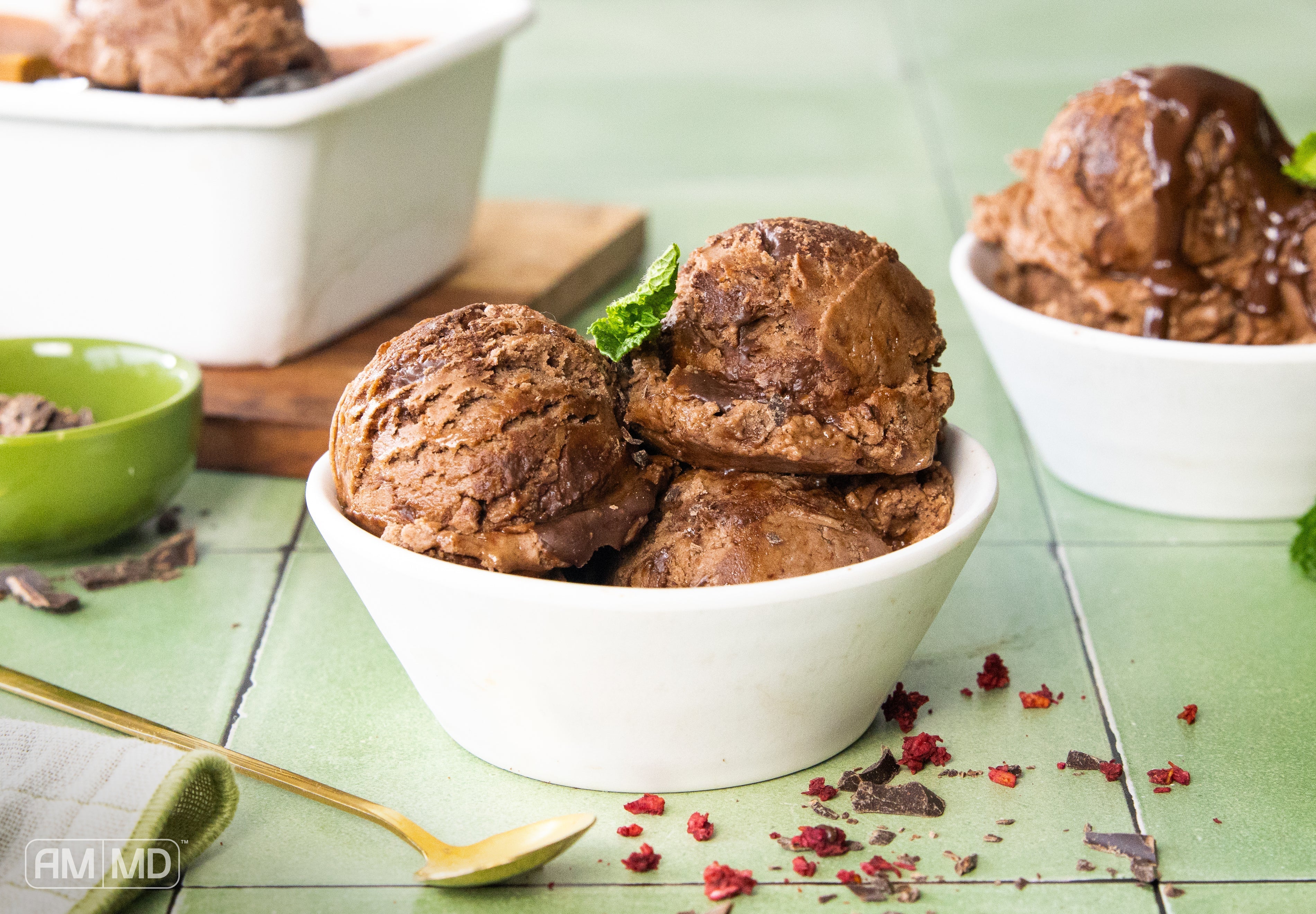 Bowls of Chocolate Swirl Peppermint Ice Cream - AMMD™