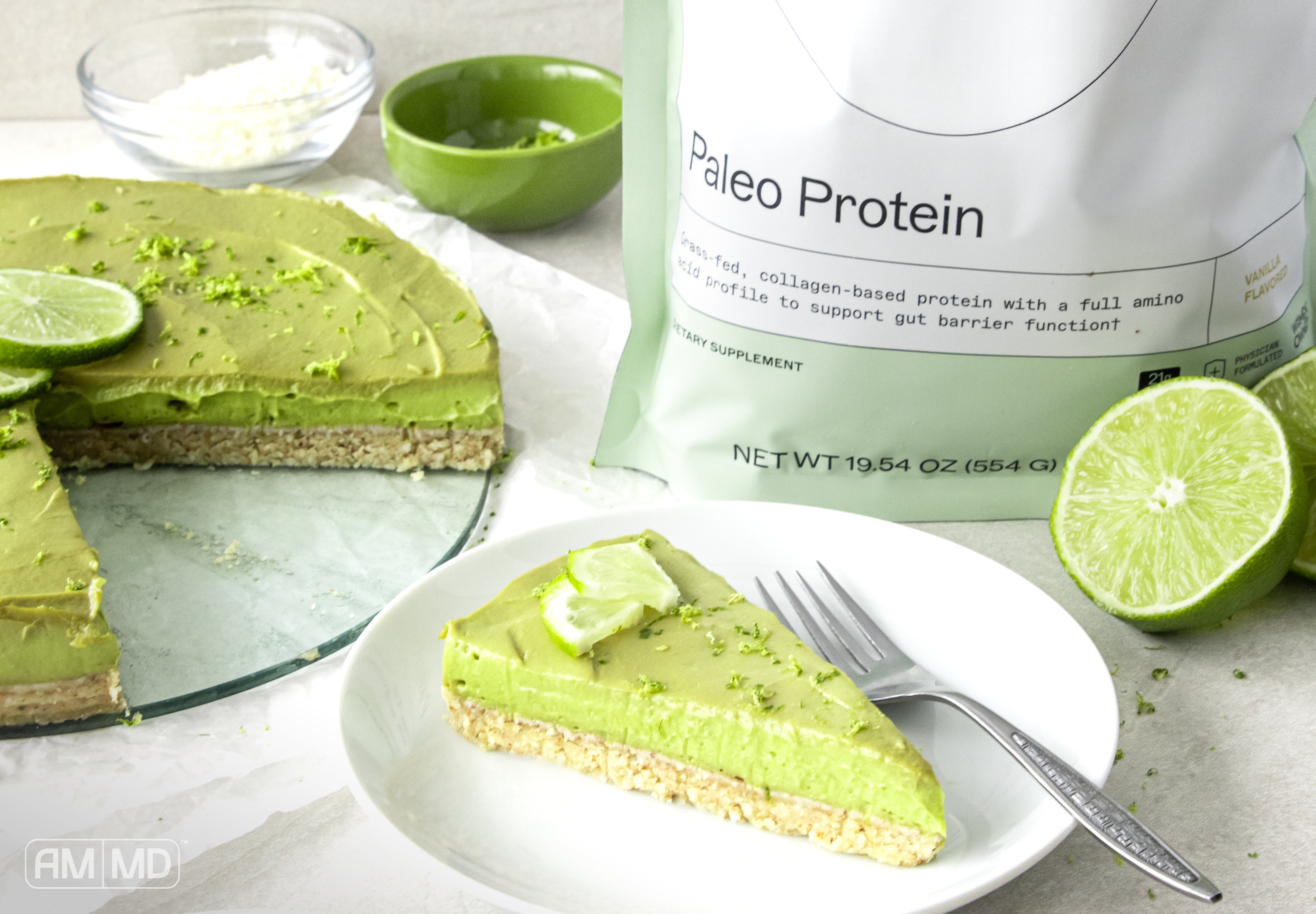 Slice of Coconut Key Lime Pie with Paleo Protein - AMMD™
