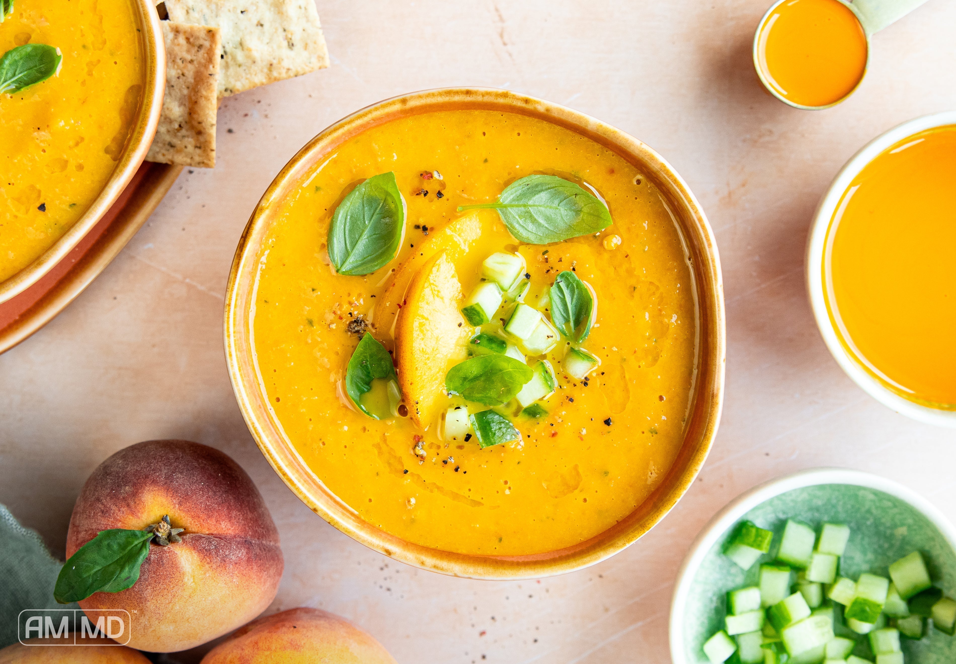 Bowl of Ginger Peach Gazpacho - AMMD™