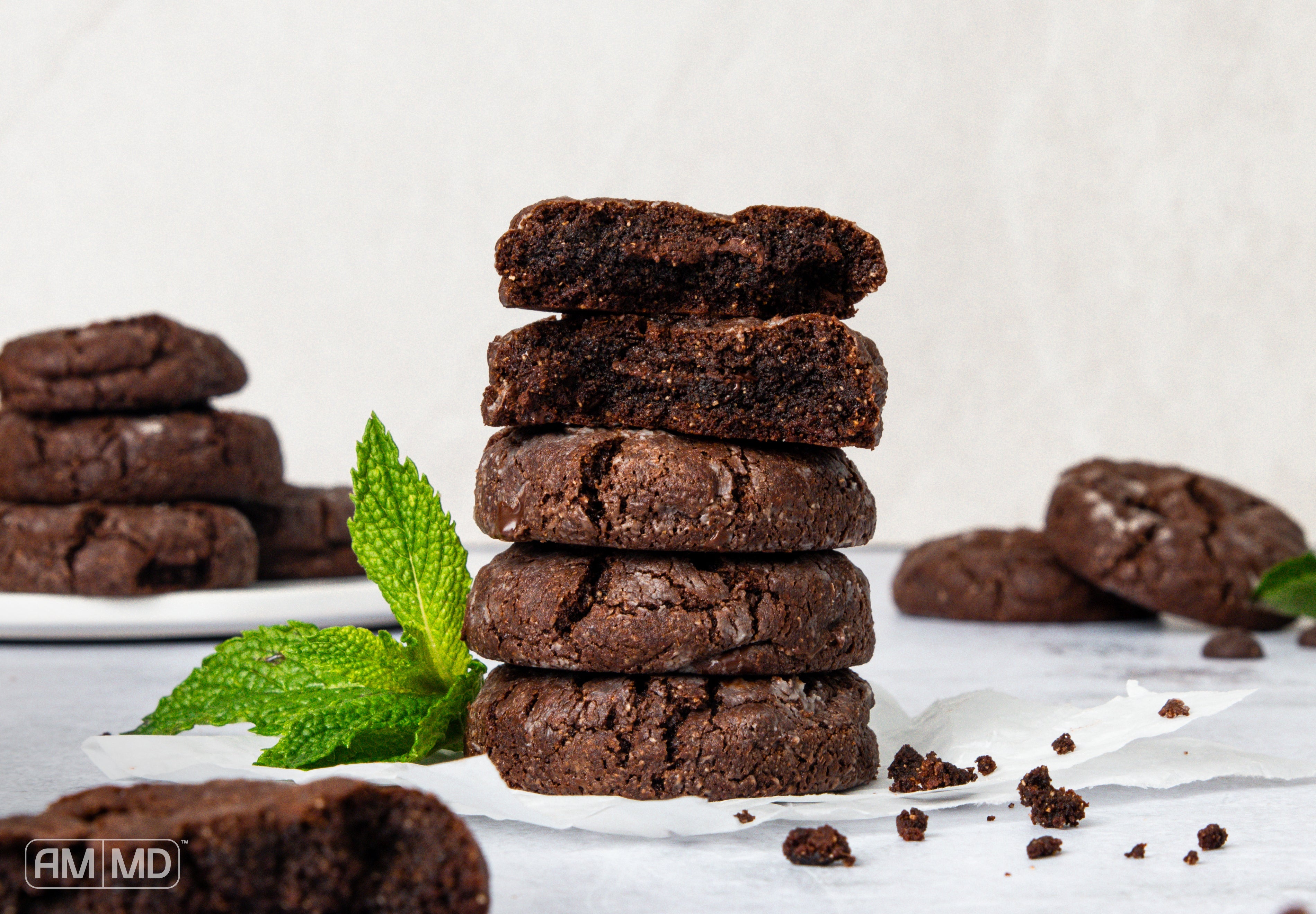 Stack of Peppermint Mocha Crinkle Cookies - AMMD™