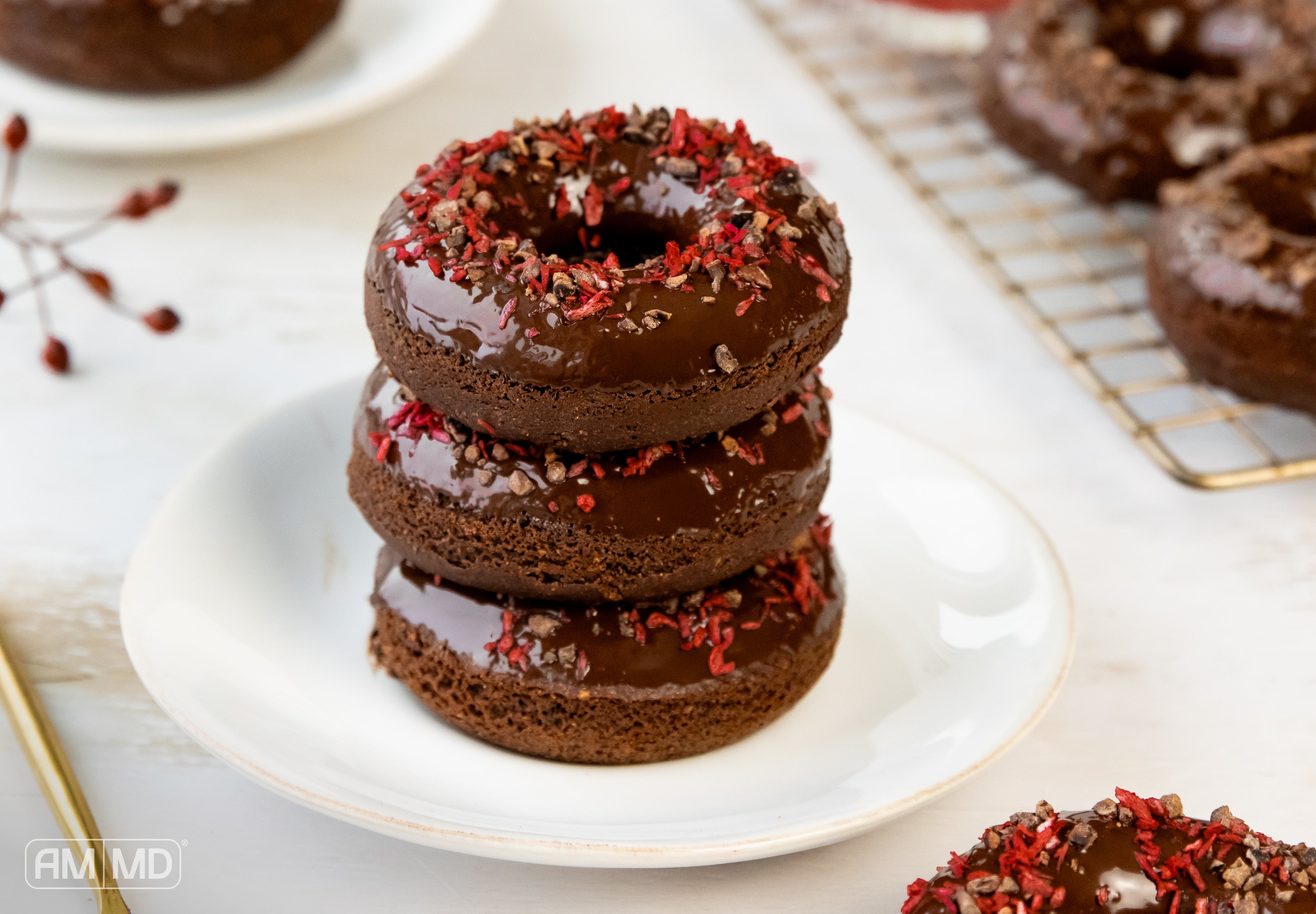 Stack of glazed Peppermint Mocha Donuts - AMMD™