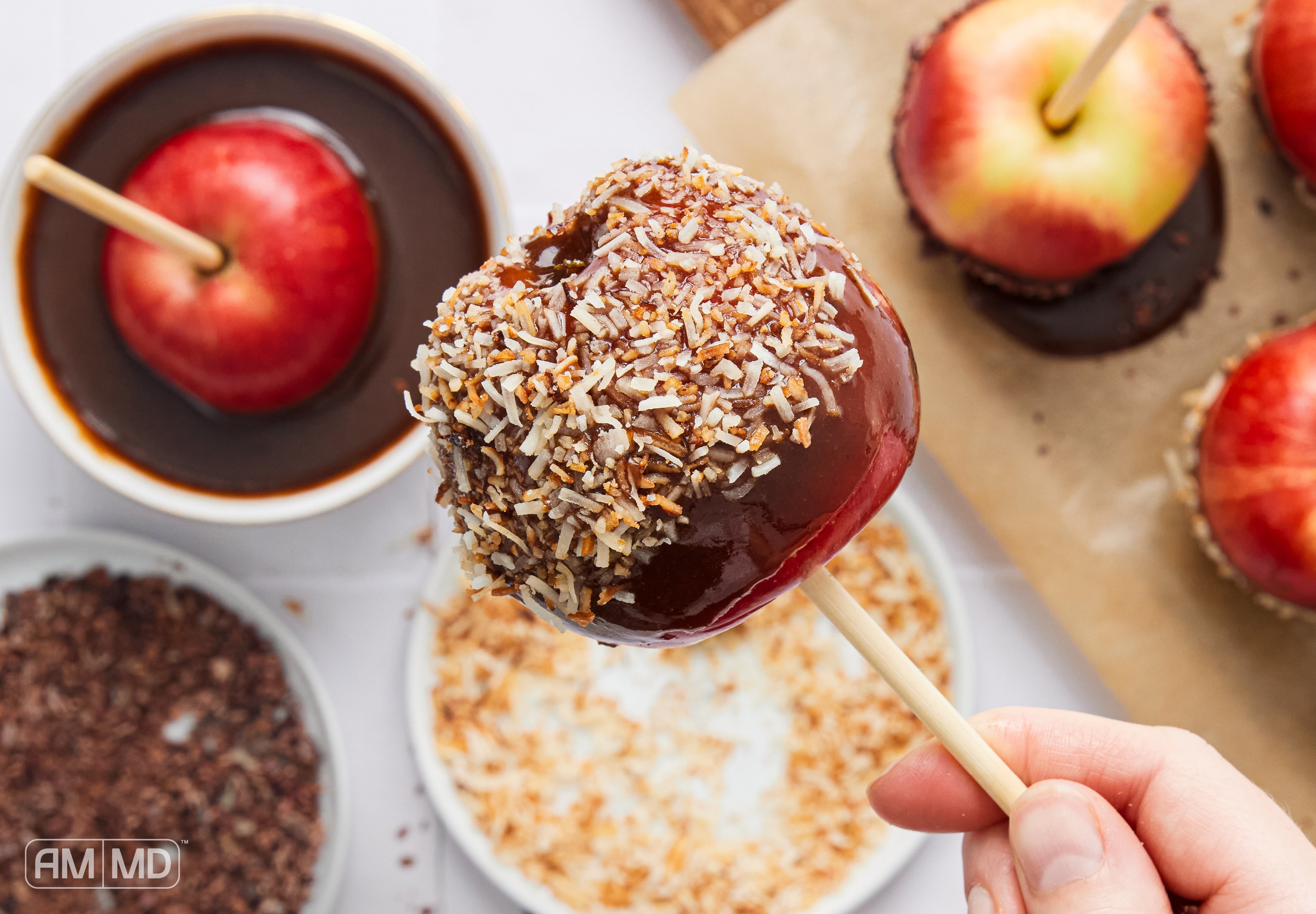 Dipped apple on a stick - Salted Caramel Apples - AMMD™