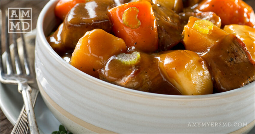 Bowl of Stew - Slow Cooker Bison and Vegetable Stew - Amy Myers MD®