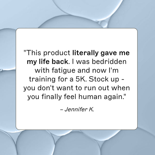 AMMD Methylation Support Capsules product review, "this product iterally gave me my life back. I was bedridden with fatigue and now I'm training for a 5k. Stock up - you don't want to run out when you finally feel human again." - Jennifer K.